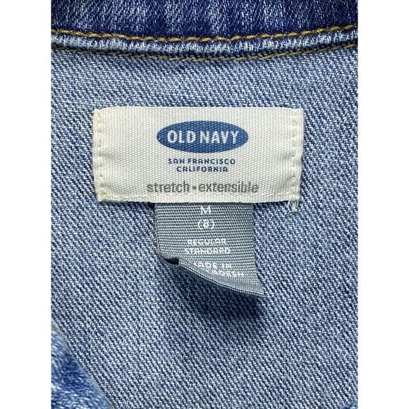 Old Navy Blue Denim Jean Jacket Long Sleeve Stretch Size Girls Medium 8 - Picture 6 of 10